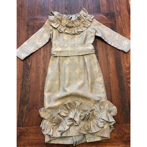 Custom Made Tawni Haynes Ruffle Knee Length Cocktail Dress, size Medium